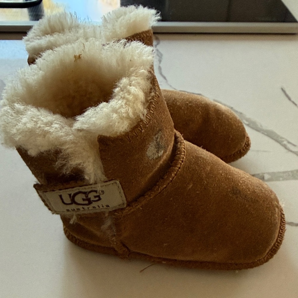 UGG Chestnut Suede Infant Sheepskin Booties